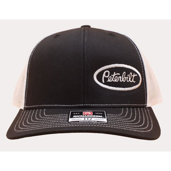Peterbilt Trucker Hat - Black/White Richardson 112 Snap Back Hat - Picture 3 of 5